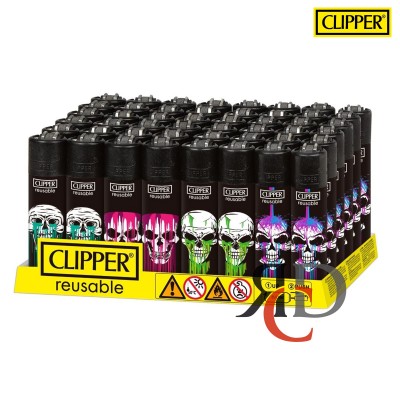 CLIPPER LIGHTER PRINTED 48CT/ DISPLAY - WILD SKULLS